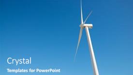  Presentation with turbine - Presentation theme with wind-turbine-for-electric-power background and a teal colored foreground