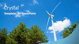  Presentation with turbine - Slide set having wind-turbine-for-electric-power background and a teal colored foreground