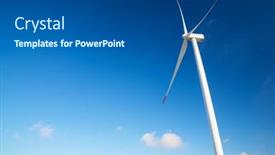  Presentation with turbine - Presentation featuring wind-turbine-for-electric-power background and a ocean colored foreground