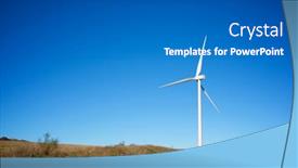  Presentation with turbine - Slide deck having wind-turbine-for-electric-power background and a teal colored foreground