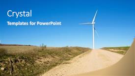  Presentation with turbine - Presentation featuring wind-turbine-for-electric-power background and a teal colored foreground