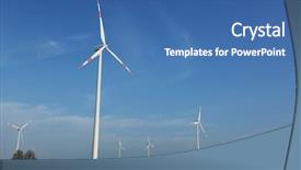  Presentation with electricity - Cool new presentation theme with wind turbine generating eco electricity backdrop and a ocean colored foreground