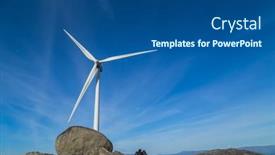  Presentation with wind energy - Slide set enhanced with wind-turbine-generator-on-top background and a ocean colored foreground