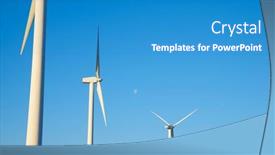  Presentation with electrical generators - Presentation design having wind-turbine-generators-for-clean background and a teal colored foreground