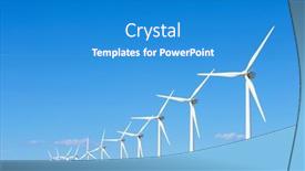  Presentation with electrical generators - Presentation design having wind-turbine-generators-for-renewable background and a teal colored foreground