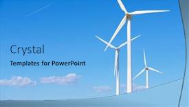  Presentation with electrical generators - PPT theme having wind-turbine-generators-for-renewable background and a light blue colored foreground