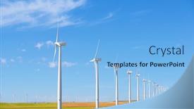  Presentation with electrical generators - Slide set consisting of wind-turbine-generators-for-renewable background and a light blue colored foreground