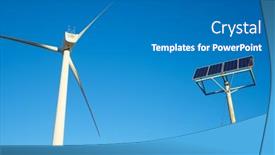  Presentation with electrical generators - Presentation with wind-turbine-generators-for-sustainable background and a gray colored foreground