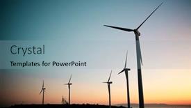  Presentation with electrical generators - Presentation theme with wind-turbine-generators-for-sustainable background and a light blue colored foreground