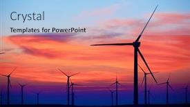  Presentation with electrical generators - Presentation enhanced with wind-turbine-generators-for-sustainable background and a light blue colored foreground