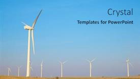 Presentation with electrical generators - Presentation theme consisting of wind-turbine-generators-for-sustainable background and a light blue colored foreground