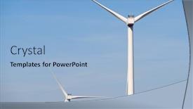  Presentation with electrical generators - PPT theme having wind-turbine-generators-for-sustainable background and a light blue colored foreground