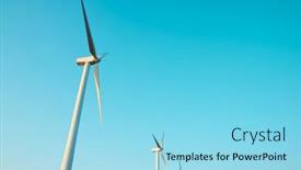  Presentation with electrical generators - Presentation design having wind-turbine-generators-for-sustainable background and a arctic colored foreground