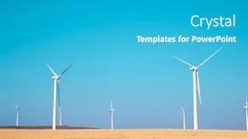  Presentation with electrical generators - PPT theme with wind-turbine-generators-for-sustainable background and a teal colored foreground