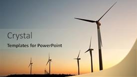  Presentation with electrical generators - Theme having wind-turbine-generators-for-sustainable background and a soft green colored foreground