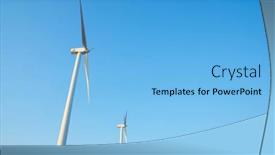  Presentation with electrical generators - Presentation design having wind-turbine-generators-for-sustainable background and a light blue colored foreground