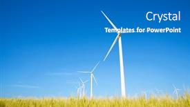  Presentation with electrical generators - Presentation theme having wind-turbine-generators-for-sustainable background and a teal colored foreground