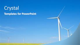  Presentation with electrical generators - PPT theme having wind-turbine-generators-for-sustainable background and a teal colored foreground