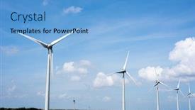  Presentation with turbine - Presentation enhanced with wind-turbine-in-blue-sky background and a teal colored foreground