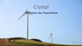  Presentation with turbine - Theme with wind-turbine-in-countryside background and a light blue colored foreground