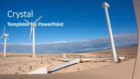  Presentation with sky blue - Colorful presentation enhanced with wind-turbine-in-the-desert backdrop and a ocean colored foreground