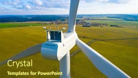  Presentation with wind power plant - Amazing presentation theme having wind-turbine-in-western-bohemia backdrop and a tawny brown colored foreground
