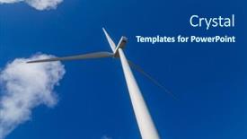  Presentation with turbine - Slide set with wind-turbine-on-blue-sky background and a ocean colored foreground