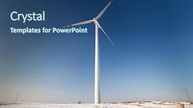  Presentation with turbine - Amazing presentation theme having wind turbine over blue sky on winter field backdrop and a ocean colored foreground