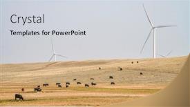  Presentation with wildfire - PPT theme featuring wind-turbines-and-cattle background and a light gray colored foreground