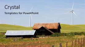 Presentation with barn - Cool new presentation theme with wind turbines and old house barn backdrop and a light blue colored foreground