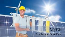  Presentation with wind solar - Slides consisting of wind turbines and solar panel background and a light blue colored foreground