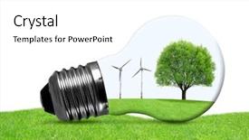  Presentation with wind energy - PPT theme with wind turbines and tree background and a white colored foreground