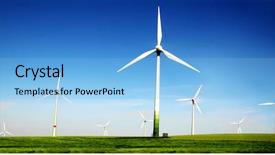  Presentation with alternative energy - Slide deck enhanced with wind turbines farm alternative energy background and a light blue colored foreground