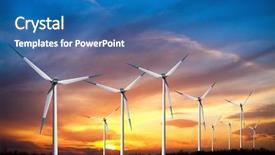  Presentation with wind turbines - Slide deck consisting of wind turbines farm background and a ocean colored foreground