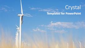  Presentation with wind turbines - PPT theme having wind-turbines-for-electric-power background and a teal colored foreground