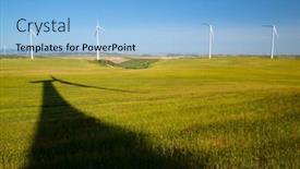  Presentation with wind turbines - Audience pleasing presentation design consisting of wind-turbines-for-electric-power backdrop and a light blue colored foreground