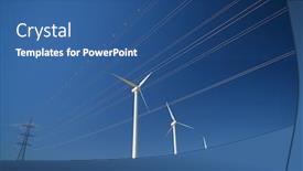  Presentation with wind turbines - Presentation theme featuring wind-turbines-for-electric-power background and a ocean colored foreground