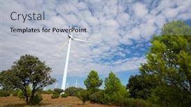  Presentation with wind turbines - Theme featuring wind-turbines-for-electric-power background and a light blue colored foreground
