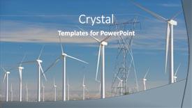  Presentation with wind turbines - Audience pleasing slide set consisting of wind-turbines-for-electric-power backdrop and a teal colored foreground