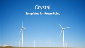  Presentation with wind turbines - Presentation design featuring wind-turbines-for-electric-power background and a teal colored foreground