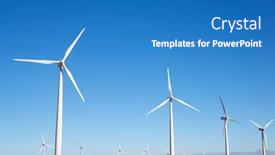  Presentation with wind turbines - Colorful presentation theme enhanced with wind-turbines-for-electric-power backdrop and a teal colored foreground
