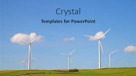  Presentation with wind turbines - Presentation theme having wind-turbines-for-electric-power background and a teal colored foreground