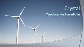  Presentation with wind turbines - Beautiful slide set featuring wind-turbines-for-electric-power backdrop and a ocean colored foreground