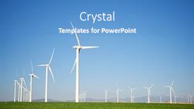  Presentation with wind turbines - Slides enhanced with wind-turbines-for-electric-power background and a teal colored foreground