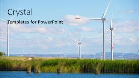  Presentation with wind turbines - Beautiful presentation theme featuring wind-turbines-for-electric-power backdrop and a light blue colored foreground