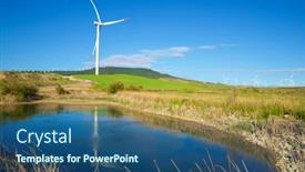  Presentation with wind turbines - PPT layouts consisting of wind-turbines-for-electric-power background and a ocean colored foreground