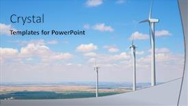  Presentation with wind turbines - Slides having wind-turbines-for-electric-power background and a light blue colored foreground