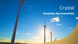  Presentation with wind turbines - Presentation enhanced with wind-turbines-for-electric-power background and a ocean colored foreground
