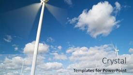  Presentation with wind turbines - Theme featuring wind-turbines-for-electric-power background and a light blue colored foreground