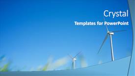  Presentation with wind turbines - Presentation design enhanced with wind-turbines-for-electric-power background and a teal colored foreground